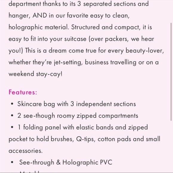 HUDA WISHFUL TRAVEL COSMETICS BAG Iiridescent trace bag NEW - Picture 3 of 6